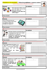 Les nombres entiers  - Problèmes et vie quotidienne : 6ème, 7ème, 8ème Harmos - PDF à imprimer