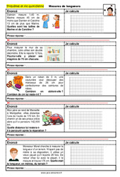 Mesures de longueurs  - Problèmes et vie quotidienne : 6ème, 7ème, 8ème Harmos - PDF à imprimer