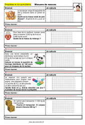 Mesures de masses  - Problèmes et vie quotidienne : 6ème, 7ème, 8ème Harmos - PDF à imprimer