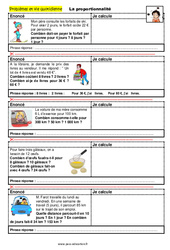 La proportionnalité  - Problèmes et vie quotidienne : 6ème, 7ème, 8ème Harmos - PDF à imprimer