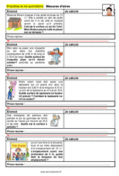 Mesures d’aires  - Problèmes et vie quotidienne : 6ème, 7ème, 8ème Harmos - PDF à imprimer