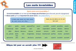 Les mots invariables - Cours, Leçon, trace écrite : 5ème Harmos - PDF gratuit à imprimer