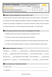 Les homophones grammaticaux a / à - Évaluation, bilan : 5ème Harmos - PDF à imprimer