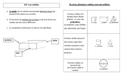 Solides - Cours, Leçon : 5ème Harmos - PDF gratuit à imprimer