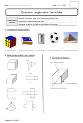 Solides - Bilan - pavé, cube, cylindre, pyramide, cône : 4ème Harmos - PDF à imprimer