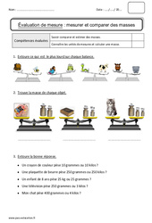 Mesurer et comparer des masses - Bilan : 4ème Harmos - PDF à imprimer