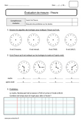 Heures - Durées - Bilan : 4ème Harmos - PDF à imprimer