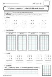 Soustraction avec retenue - Bilan : 4ème Harmos - PDF à imprimer