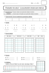 Soustraction simple sans retenue - Bilan  : 4ème Harmos - PDF à imprimer