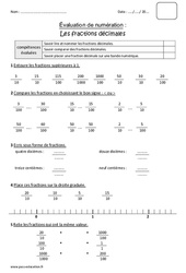 Fractions décimales - Bilan avec le corrigé : 6ème Harmos - PDF à imprimer