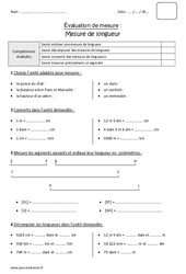 Mesure de longueur - Bilan avec le corrigé : 6ème Harmos - PDF à imprimer