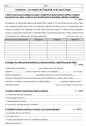 Emplois de l’imparfait et du passé simple - Examen Evaluation : 9eme Harmos - PDF à imprimer