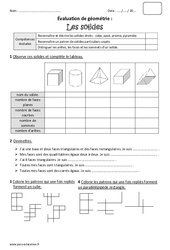 Solides - Bilan avec le corrigé : 6ème Harmos - PDF à imprimer