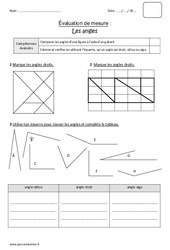 Angle droit, obtus ou aigu - Bilan : 6ème Harmos - PDF à imprimer