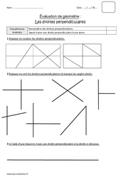 Droites perpendiculaires - Bilan : 6ème Harmos - PDF à imprimer