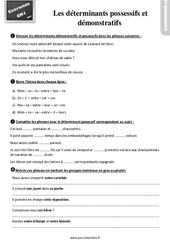 Les déterminants possessifs et démonstratifs - Exercices, révisions : 6ème Harmos - PDF à imprimer