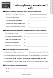 Les homophones grammaticaux est / et - Exercices, révisions : 5ème Harmos - PDF à imprimer