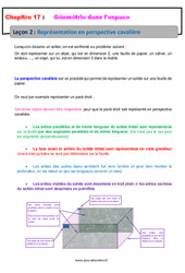 Représentation en perspective cavalière - Géométrie dans l’espace - Cours : 8ème Harmos - PDF à imprimer