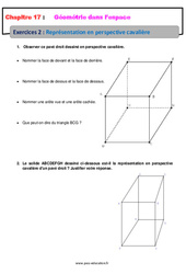 Représentation en perspective cavalière - Géométrie dans l’espace - Révisions - Exercices avec correction : 8ème Harmos - PDF à imprimer