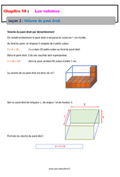 Volume du pavé droit - Cours : 8ème Harmos - PDF à imprimer