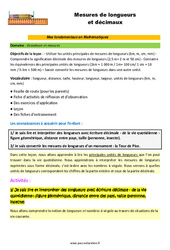 Mesures de longueurs et décimaux  - Décrochage scolaire : 6ème, 7ème, 8ème Harmos - PDF à imprimer