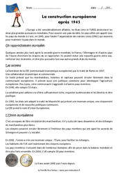 La construction européenne - Au XXe siècle - La Famille pass temps : 7ème Harmos - PDF à imprimer