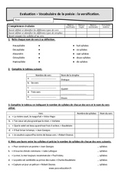 La versification - Examen Evaluation avec la correction : 8ème Harmos - PDF à imprimer