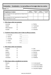 Le merveilleux et la magie dans les contes - Examen Evaluation avec la correction : 8ème Harmos - PDF à imprimer