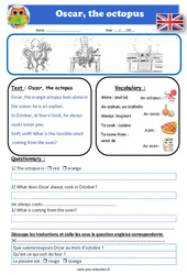 Oscar, the octopus - Anglais - Lecture - Level 2 : 4ème, 5ème, 6ème, 7ème Harmos - PDF à imprimer