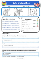 Bob, a blond boy - Anglais - Lecture - Level 2 : 4ème, 5ème, 6ème, 7ème Harmos - PDF à imprimer