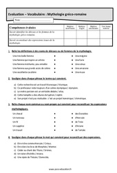 La mythologie gréco - romaine - Examen Evaluation avec la correction : 8ème Harmos - PDF à imprimer