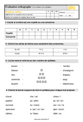 Les lettres, les syllabes - Évaluation, bilan : 4ème Harmos - PDF à imprimer