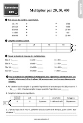 Multiplier par 20, 30, 400 - Exercices : 5ème Harmos - PDF à imprimer