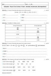 Passer d’une écriture à l’autre - Décimale, fractionnaire - Examen Evaluation : 8ème Harmos - PDF à imprimer