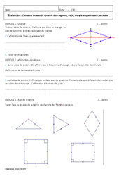 Axe de symétrie - Examen Evaluation  : 8ème Harmos - PDF à imprimer