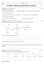 Définition et propriétés de la médiatrice - Examen Evaluation : 8ème Harmos - PDF à imprimer