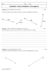 Médiatrice d'un segment - Examen Evaluation sur le tracé : 8ème Harmos - PDF à imprimer