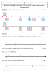 Demi droite graduée - Nombres entiers, décimaux, fractions - Examen Evaluation : 8ème Harmos - PDF à imprimer