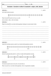 Origine, unité, abscisse - Demi - droite graduée - Examen Evaluation : 8ème Harmos - PDF à imprimer