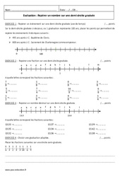 Repérer un nombre sur une demi droite graduée - Examen Contrôle : 8ème Harmos - PDF à imprimer