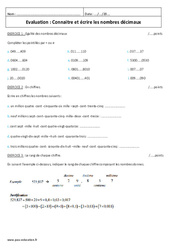 Connaitre et écrire les nombres décimaux - Examen Contrôle : 8ème Harmos - PDF à imprimer