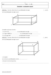 Pavé, parallélépipède - Examen Evaluation sur les solides - faces, arêtes, sommets : 8ème Harmos - PDF à imprimer