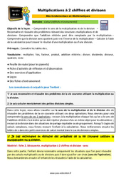 Multiplications à 2 chiffres et divisons  - Décrochage scolaire : 6ème, 7ème, 8ème Harmos - PDF à imprimer