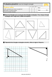 Tracer un triangle rectangle - Évaluation, bilan : 5ème Harmos - PDF à imprimer