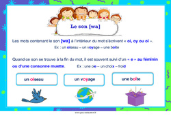 Le son [wa] -  - Affiche : 3eme, 4ème, 5ème, 6ème, 7ème Harmos - PDF à imprimer