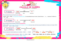 Calculs de durées - Affiche : 6ème, 7ème Harmos - PDF à imprimer