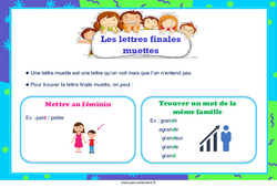 Les lettres finales muettes - Affiche : 4ème, 5ème, 6ème, 7ème Harmos - PDF à imprimer