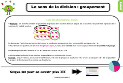 Sens de la division - Fiches les groupements - Cours, Leçon, trace écrite : 5ème Harmos - PDF à imprimer