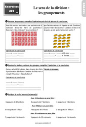 Sens de la division - les groupements - Exercices : 5ème Harmos - PDF à imprimer