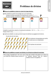 Les problèmes de division - Exercices : 5ème Harmos - PDF à imprimer